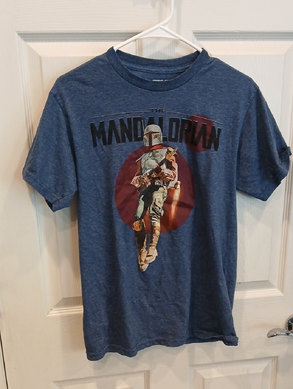 MAD Engine The Mandalorian Blue Short Sleeve Tee with Red Graphic